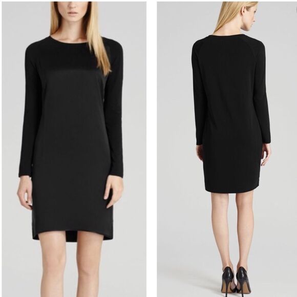 Reiss long sleeve silk front jersey back dress - Picture 1 of 8
